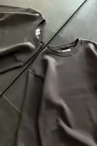 Kadın Bisiklet Yaka 3 İplik Pamuklu Basic SweatShirt - Füme