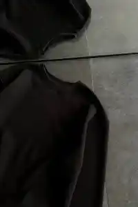 Kadın Bisiklet Yaka 3 İplik Pamuklu Basic SweatShirt - Siyah