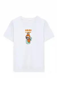 Kız Labubu Çocuk Baskılı T-Shirt - Beyaz