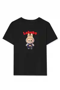 Kız Labubu Çocuk Baskılı T-Shirt - Beyaz