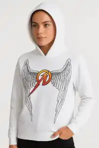 Metallica İki İplik Kapüşonlu Ön ve Arka Baskılı hoodie - Beyaz