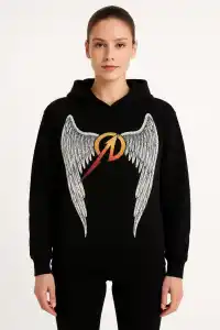 Metallica İki İplik Kapüşonlu Ön ve Arka Baskılı hoodie - Siyah