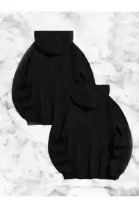 Sevgili Çift Kombini Örümcek Baskılı Kapüşonlu Sweatshirt Hoodie - Siyah