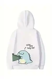Sevgililer Günü Baskılı Oversize Kapüşonlu Sweatshirt Hoodie - Beyaz