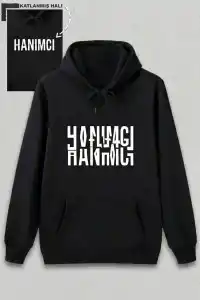 Sevgililer Günü Hanımcı Hediye Baskılı Oversize Kapüşonlu Sweatshirt - Siyah