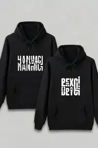 Sevgililer Günü Hanımcı Hediye Baskılı Oversize Kapüşonlu Sweatshirt - Siyah