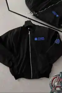 ERKEK Stark Industries Siyah Bomber Mont Fermuarlı Cepli Uzun Kollu Kapitone - Siyah