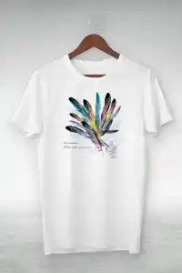 Kadın Baskılı T-Shirt Kısa Kol Bisiklet Yaka Oversize Rahat Kalıp Tişört - Beyaz