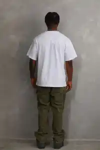 Erkek Baskılı T-Shirt Kısa Kol Bisiklet Yaka Rahat Kalıp Tişört - Beyaz