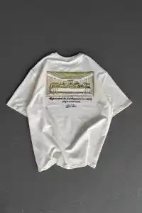 Kadın Baskılı T-Shirt Kısa Kol Bisiklet Yaka Oversize Rahat Kalıp Günlük Tişört - Beyaz