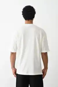 Erkek Box Eldiven Baskılı T-Shirt Kısa Kol Bisiklet Yaka Tişört - Beyaz