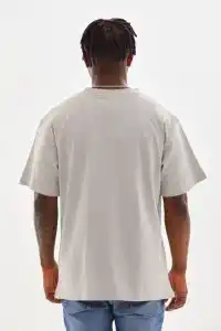 Erkek Baskılı T-Shirt Kısa Kol Bisiklet Yaka Rahat Kalıp Tişört - Gri