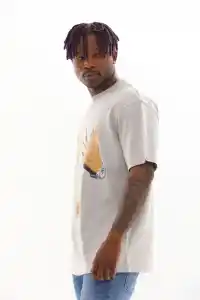 Erkek Baskılı T-Shirt Kısa Kol Bisiklet Yaka Rahat Kalıp Tişört - Gri