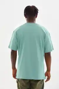 Erkek Baskılı T-Shirt Kısa Kol Bisiklet Yaka Rahat Kalıp Tişört - Mint Yeşili