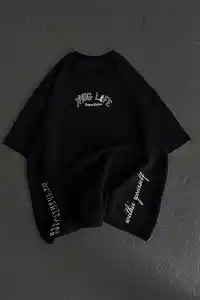 Kadın Kısa Kol Tişört Bisiklet Yaka Filistin Poşülü Baskılı T-Shirt - Siyah