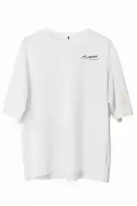 Erkek Kısa Kol Tişört Bisiklet Yaka ATATÜRK Baskılı T-Shirt -  Beyaz