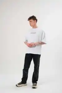 Erkek Baskılı T-Shirt Kısa Kol Bisiklet Yaka Regular Fit Rahat Kalıp Günlük Tişört - Beyaz