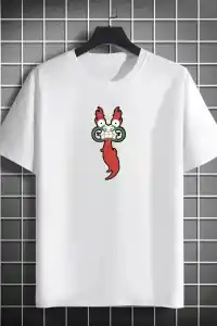 Erkek Baskılı T-Shirt Kısa Kol Bisiklet Yaka Regular Fit Rahat Kalıp Günlük Tişört- Beyaz