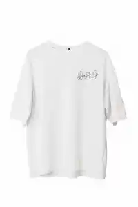 Erkek Baskılı T-Shirt Kısa Kol Bisiklet Yaka Regular Fit Rahat Kalıp Günlük Tişört - Beyaz