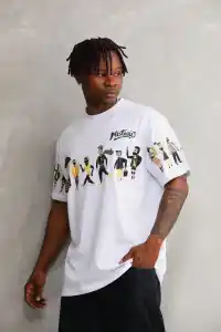 Erkek Kısa Kol Yazlık Tişört Bisiklet Yaka Baskılı Oversize T-Shirt - Beyaz