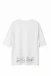 Erkek Baskılı T-Shirt Kısa Kol Bisiklet Yaka Regular Fit Rahat Kalıp Günlük Tişört - Beyaz