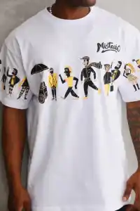 Erkek Kısa Kol Yazlık Tişört Bisiklet Yaka Baskılı Oversize T-Shirt - Beyaz