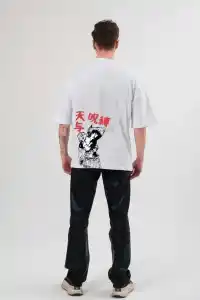 Erkek Baskılı T-Shirt Kısa Kol Bisiklet Yaka Regular Fit Rahat Kalıp Günlük Tişört - Beyaz