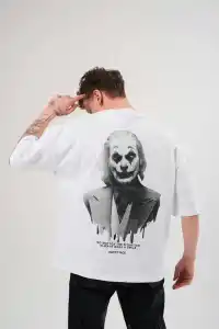 Erkek Baskılı T-Shirt Kısa Kol Bisiklet Yaka Regular Fit Rahat Kalıp Günlük Tişört - Beyaz