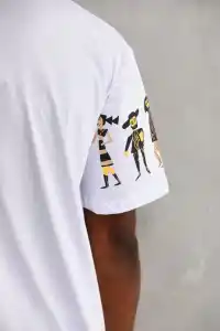 Erkek Kısa Kol Yazlık Tişört Bisiklet Yaka Baskılı Oversize T-Shirt - Beyaz