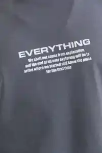 Erkek Tişort  Bisiklet Yaka Baskılı Oversize T-Shirt - Gri