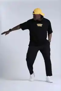 Erkek Kısa Kol Yazlık Tişört Bisiklet Yaka Baskılı Oversize T-Shirt - Siyah