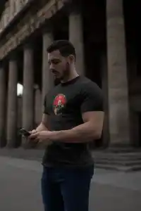 Erkek Kısa Kol Yazlık Tişört Bisiklet Yaka Baskılı Oversize T-Shirt - Siyah