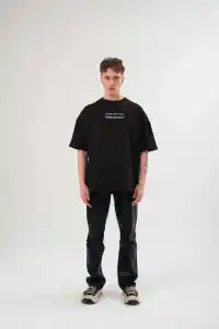 Kadın Baskılı T-Shirt Kısa Kol Bisiklet Yaka Oversize Rahat Kalıp Günlük Tişört   - Siyah