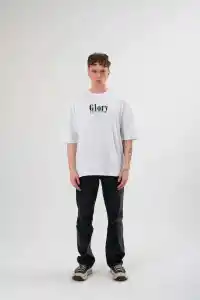 Erkek Kısa Kol Yazlık Tişört Bisiklet Yaka Baskılı Oversize T-Shirt - Siyah