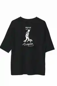 Erkek Kısa Kol Tişört Bisiklet Yaka ATATÜRK Baskılı T-Shirt - Siyah