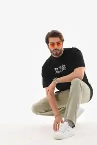 Erkek Kısa Kol Yazlık Tişört Bisiklet Yaka Baskılı Oversize T-Shirt - Siyah