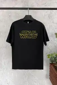 Unisex Bisiklet Yaka Kısa Kol Baskılı Çocuk T-Shirt - Siyah