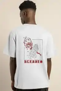 Erkek Baskılı T-Shirt Kısa Kol Bisiklet Yaka Regular Fit Rahat Kalıp Günlük Tişört - Beyaz