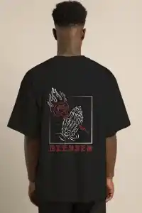 Erkek Baskılı T-Shirt Kısa Kol Bisiklet Yaka Regular Fit Rahat Kalıp Günlük Tişört - Siyah