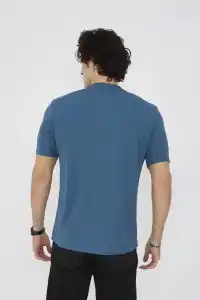 ERKEK Yazlık Tişört Bisiklet Yaka T-Shirt- Turkuaz