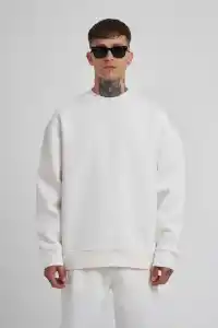 ERKEK Bisikilet Yaka 3 plik Pamuklu SweatShirt - Beyaz