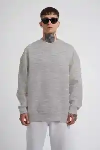 ERKEK Bisikilet Yaka 3 İplik Pamuklu SweatShirt - Gri