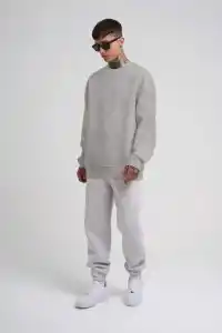 ERKEK Bisikilet Yaka 3 İplik Pamuklu SweatShirt - Gri
