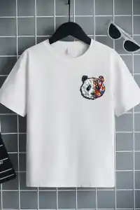 Unisex Çocuk Baskılı T-Shirt - Beyaz