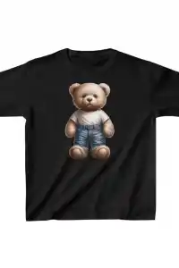 Unisex Çocuk Baskılı T-Shirt - Siyah