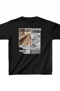 Unisex Çocuk Baskılı T-Shirt - Siyah