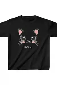 Unisex Çocuk Baskılı T-Shirt - Siyah