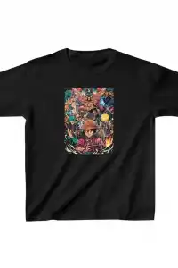 Unisex Çocuk Baskılı T-Shirt - Siyah