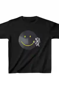 Unisex Çocuk Baskılı T-Shirt - Siyah