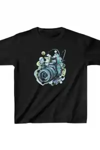 Unisex Çocuk Baskılı T-Shirt - Siyah